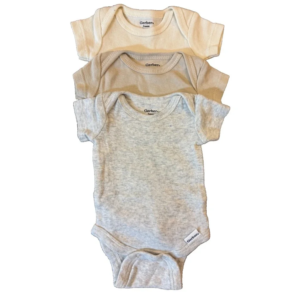 Gerber Baby Onesies Bodysuits Clothes Unisex Boy Girl Preemie Neutral Colors Lot